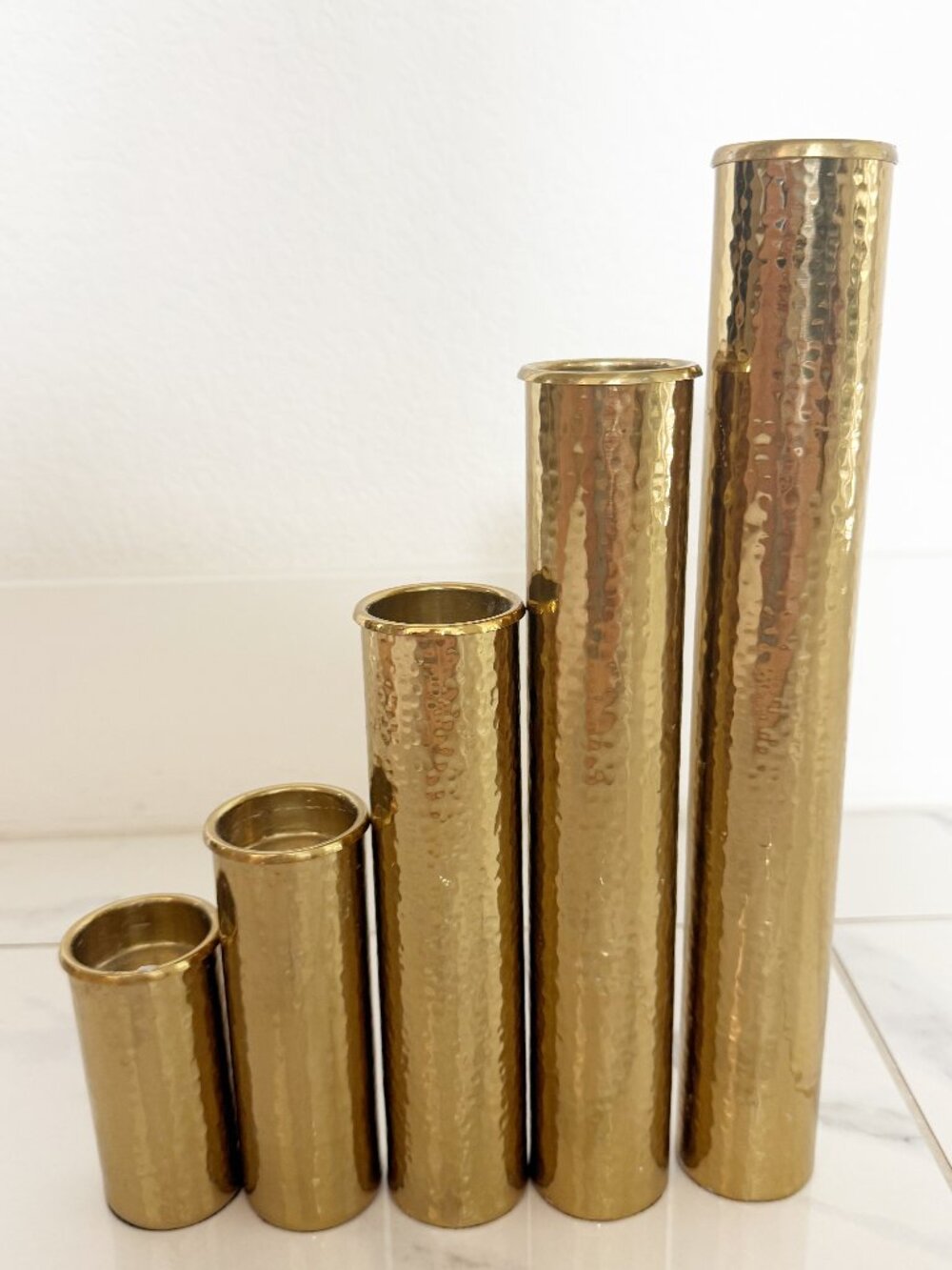Regina Andrew Hammered Bud Vase Set of 5 20-1164PB - Picture 2 of 8